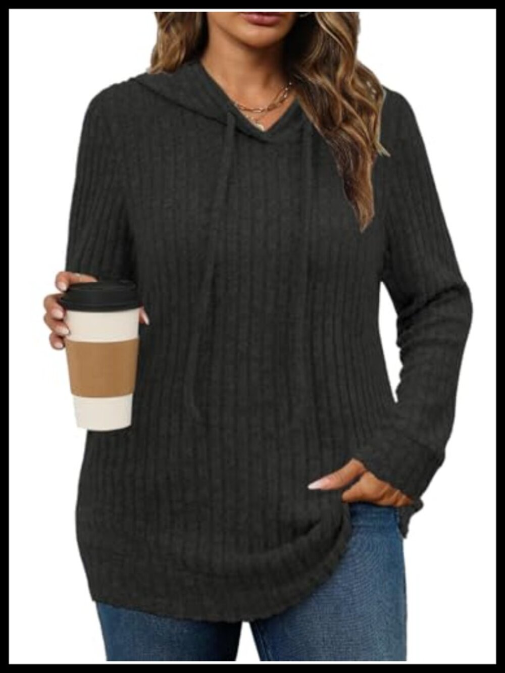 Plus Size Lightweight Hoodie Sweater Long Sleeve Pullover Tunic Top